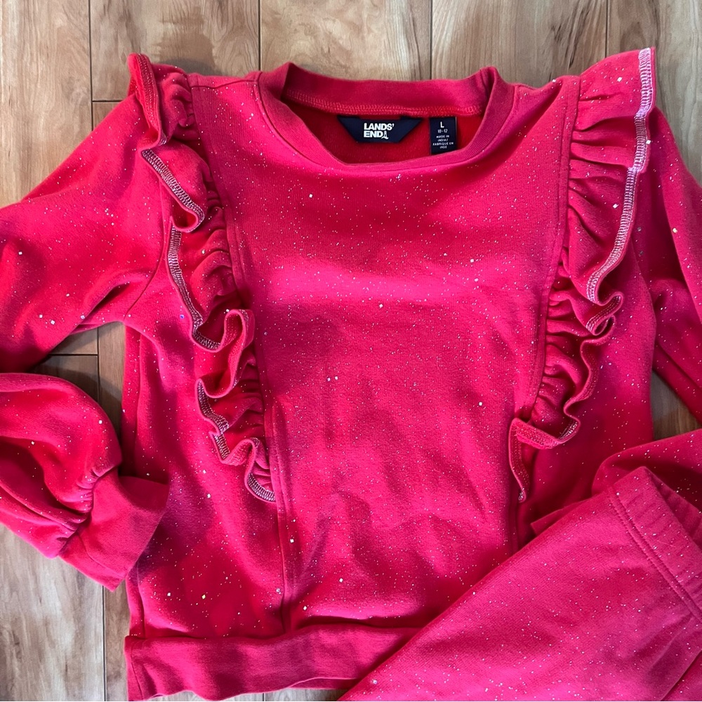 Land’s End Red Sparkle Ruffle Set - Picture 4 of 6